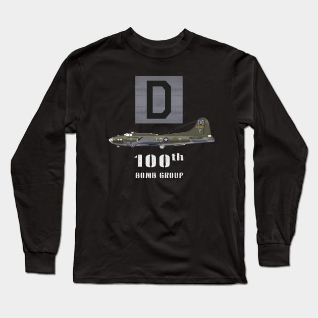 The Bloody 100th Group and B17 Flying Fortress Long Sleeve T-Shirt by Jose Luiz Filho